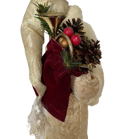 Christmas Santa Claus Doll 16” tall Gold & White Standing Presents Tree Topper - Picture 9 of 12